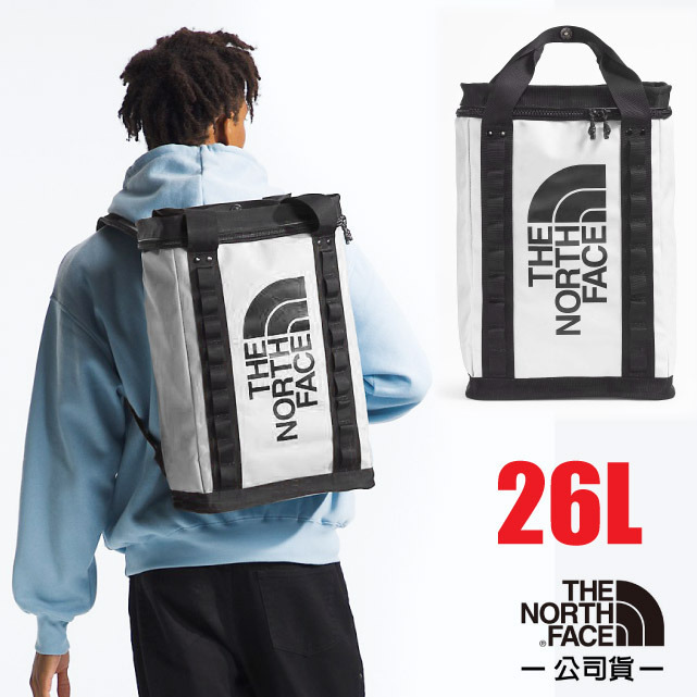 【The North Face】大Logo 26L多功能日用減壓雙肩背包(900D防水布料)3KYF-ROU 沙丘白 N✿30E010